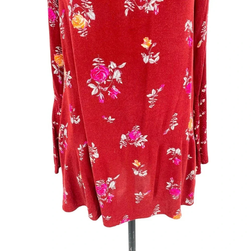 Free People Tate Tunic Dress in Vintage Combo Red Floral Print Size Medium - Picture 4 of 10